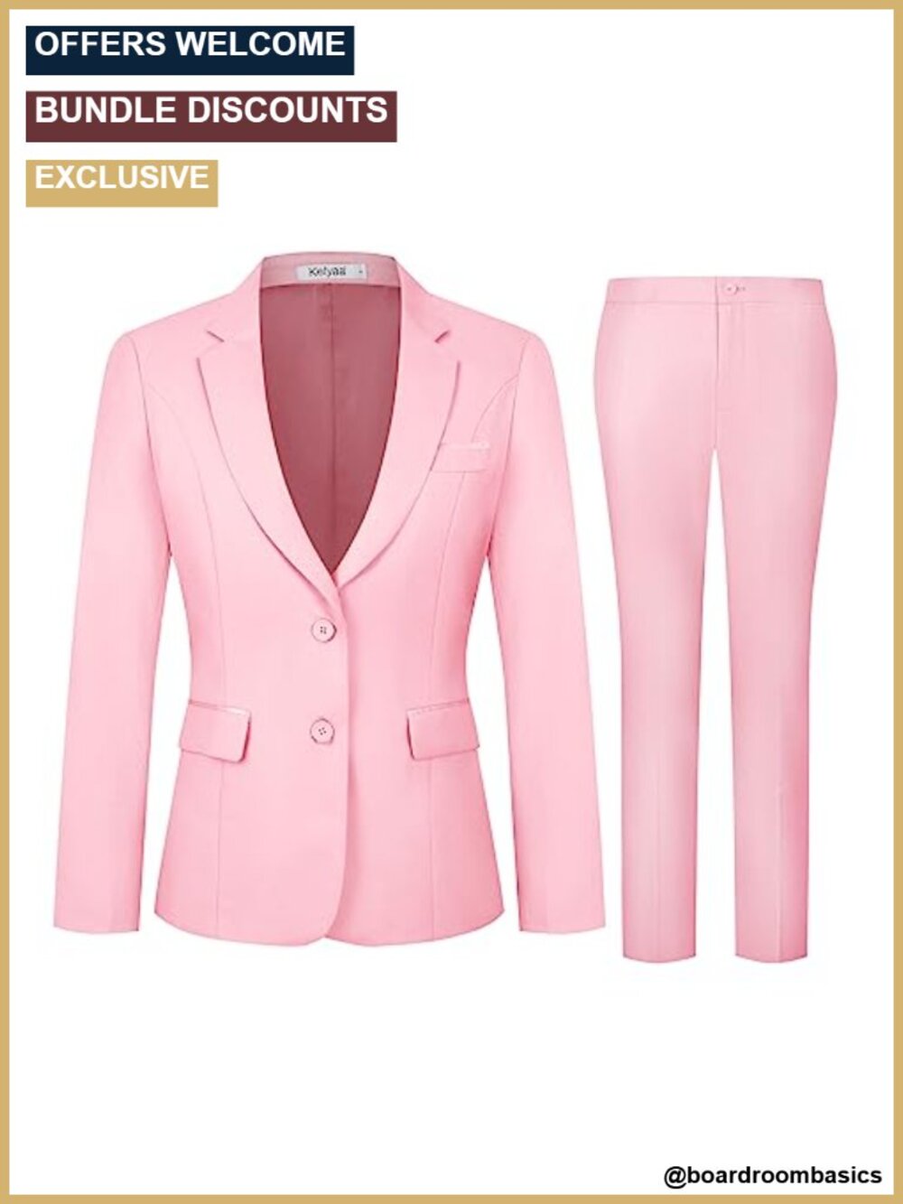 Womens 2 Piece Suit Set 2 Button Blazer & Pants Business Work Outfit
